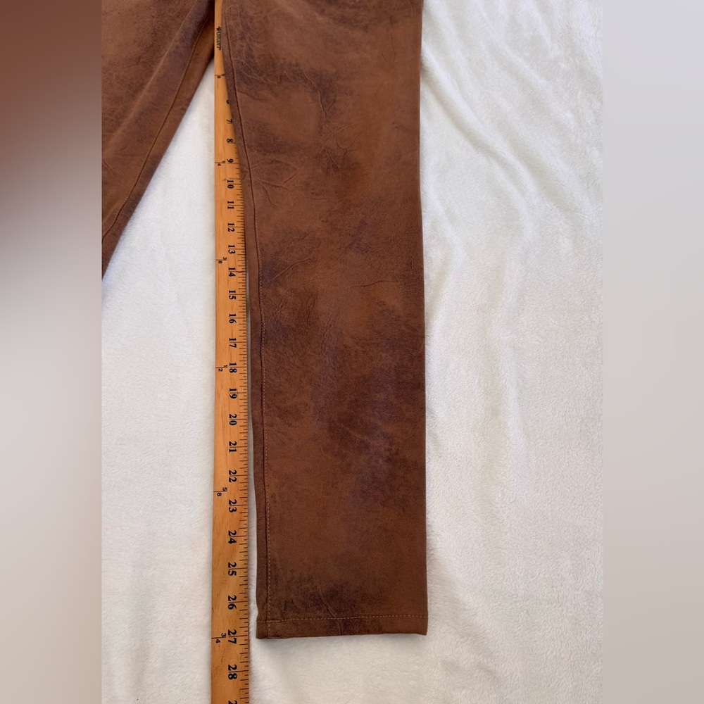 Chico’s Size 6 ( 0.5) Brown/tan faux leather 5 pocket pants. Like new condition - Picture 6 of 12